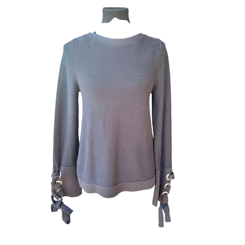 Ann Taylor Black Sweater with Bow-Accented Sleeves – NWT